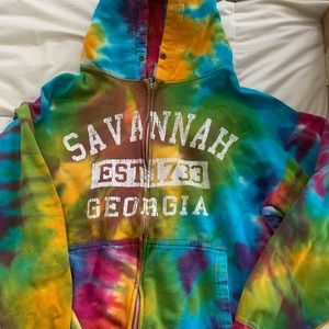 Savannah Georgia Rainbow Tie dye hoodie